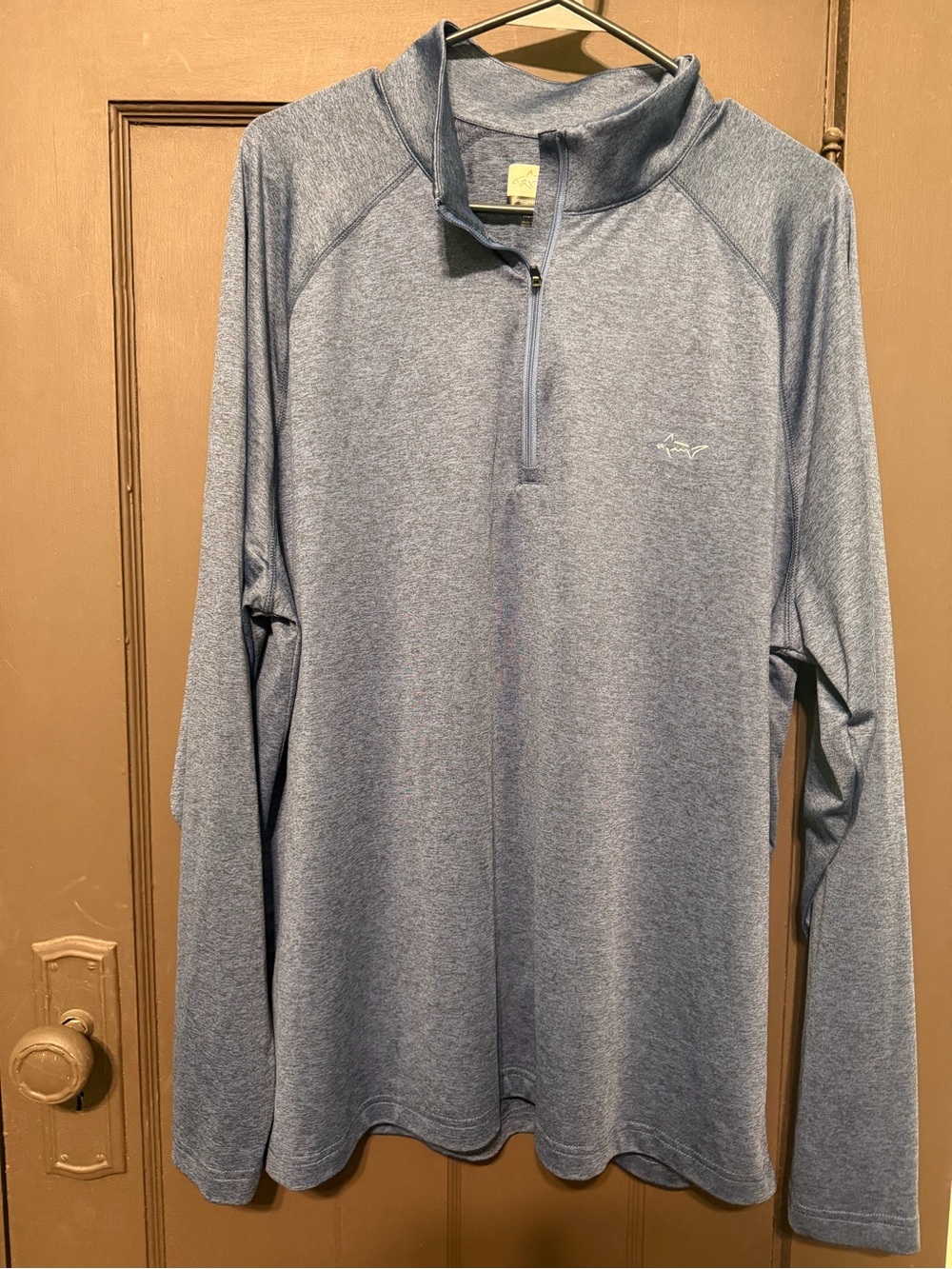 Men's Greg Norman Heather Blue Quarter-Zip Performance Pullover